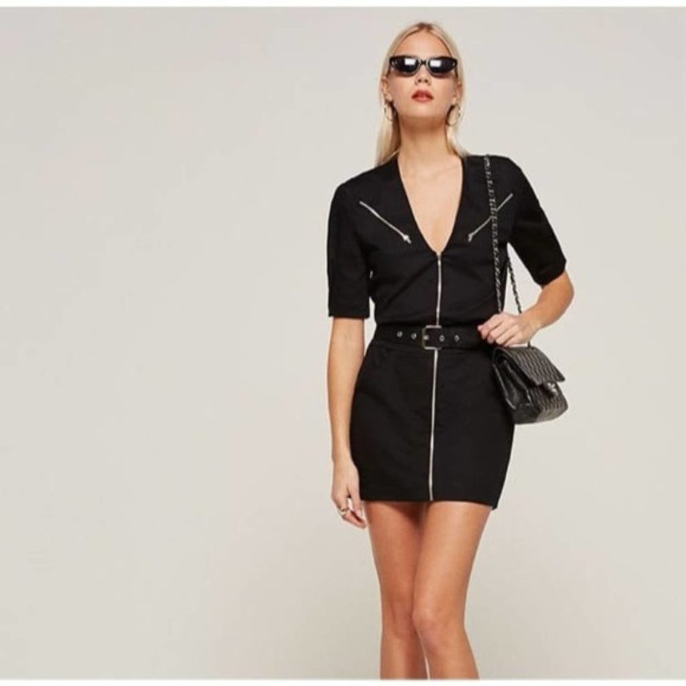Reformation Zipper Black Dress Size 12